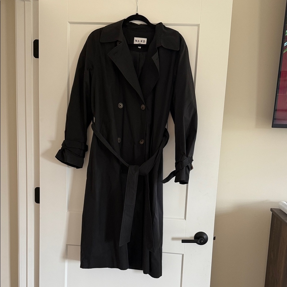 NA-KD Women's Black Trench Coat